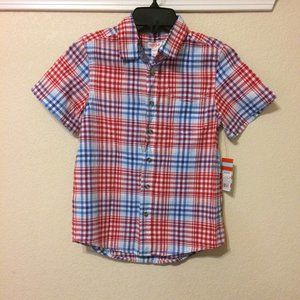 Boy's Cat and Jack Plaid Short Sleeve Shirt Medium